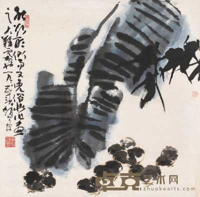 赵宁安 1985年作 芭蕉图 镜心 68×68cm